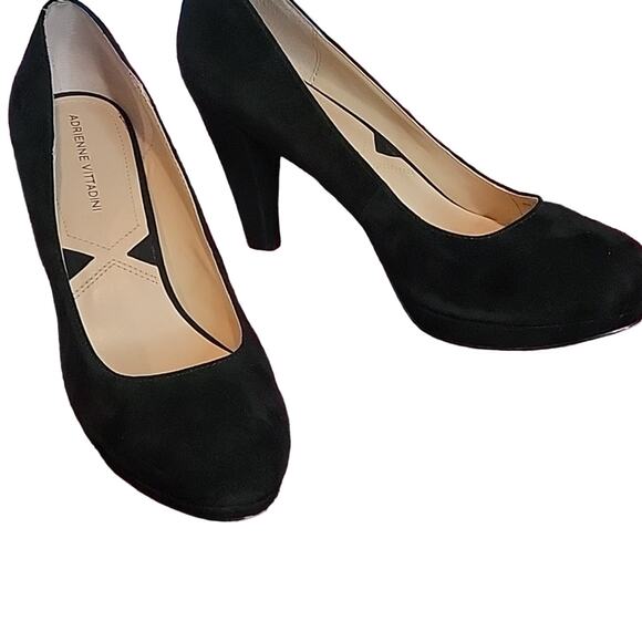 Adrienne Vittadini Black Suede Platform Pumps Size 10M - Picture 2 of 10